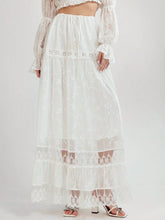 Enchnt Women's Summer Elegant Solid Color Embroidered Extra Long Skirt